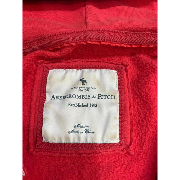 Abercrombie & Fitch Womens Zip Up Hoodie Mediuim Red New York 3/4 Sleeves - Picture 3 of 8